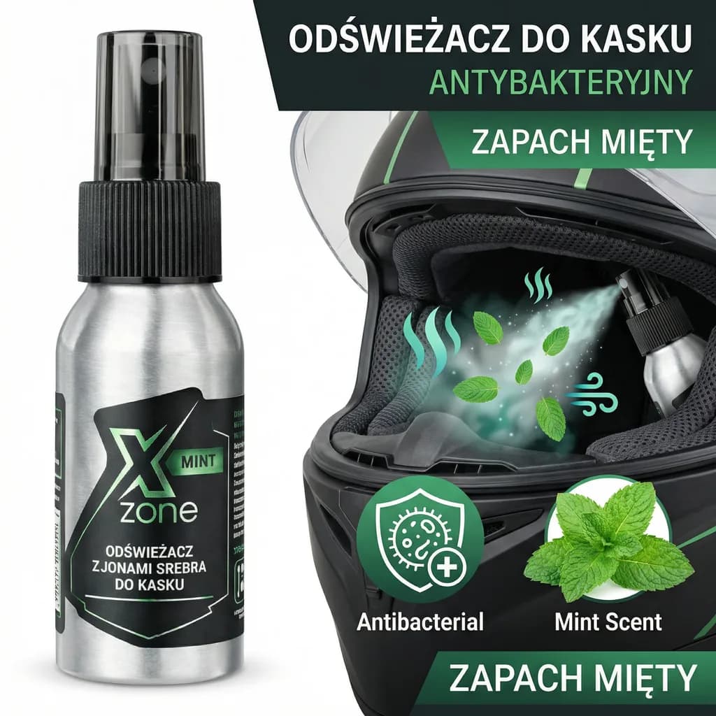 Aplikacja odświeżacza wewnątrz kasku