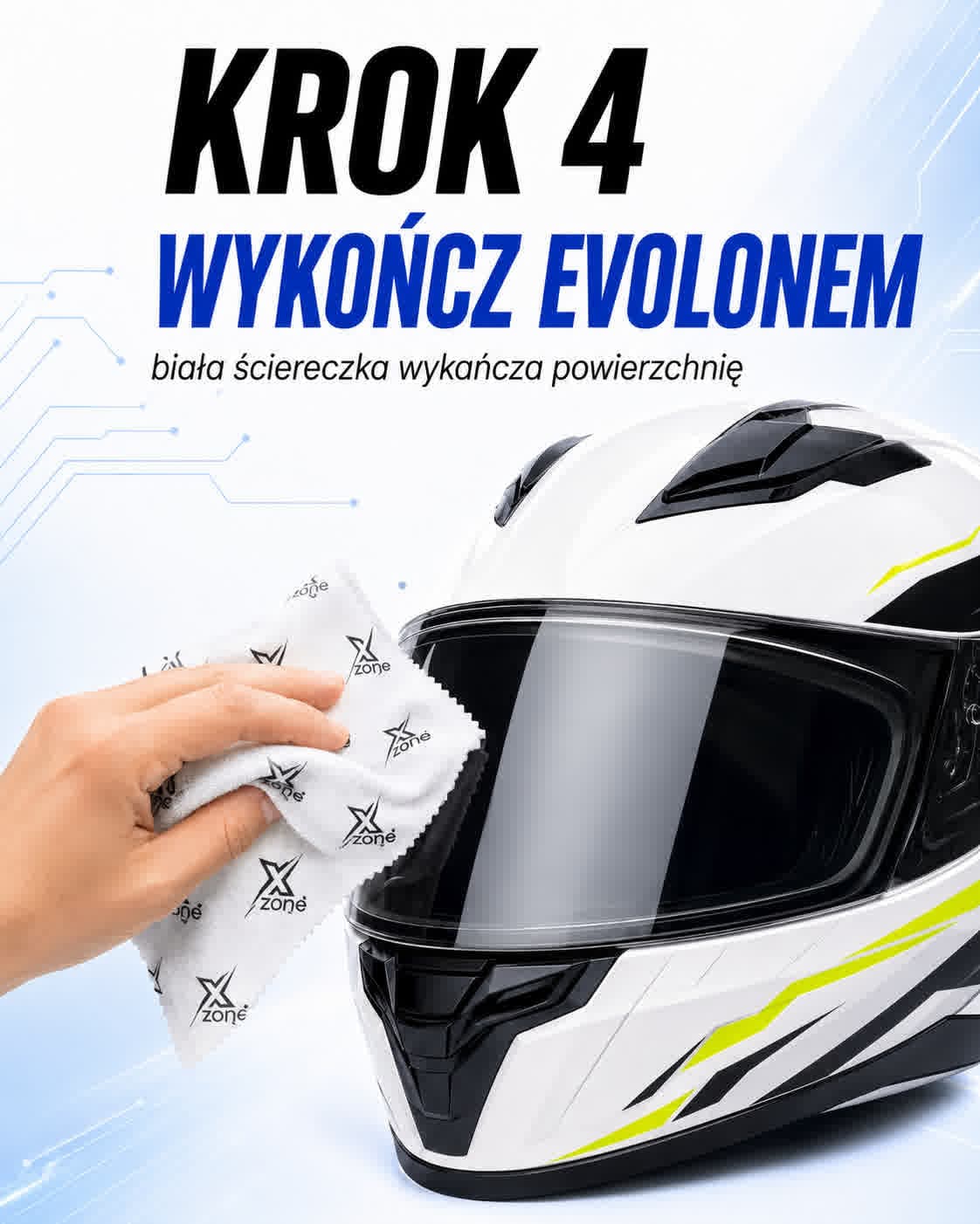 Wykończenie kasku ściereczką Evolon